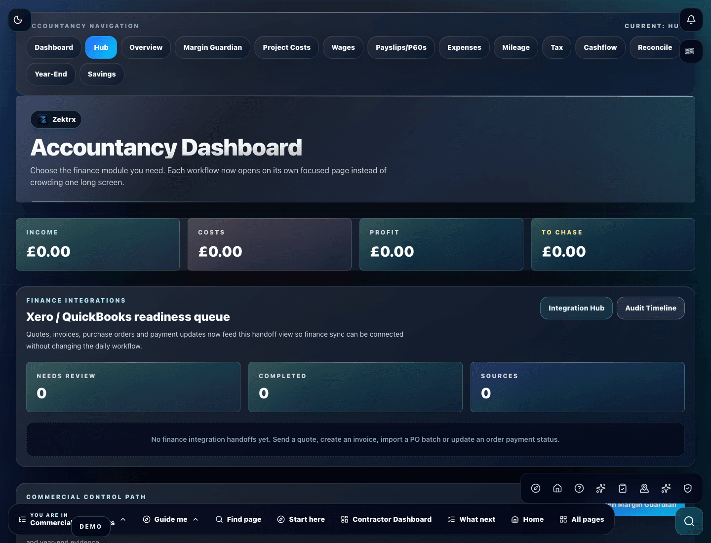 Zektrx accountancy dashboard preview