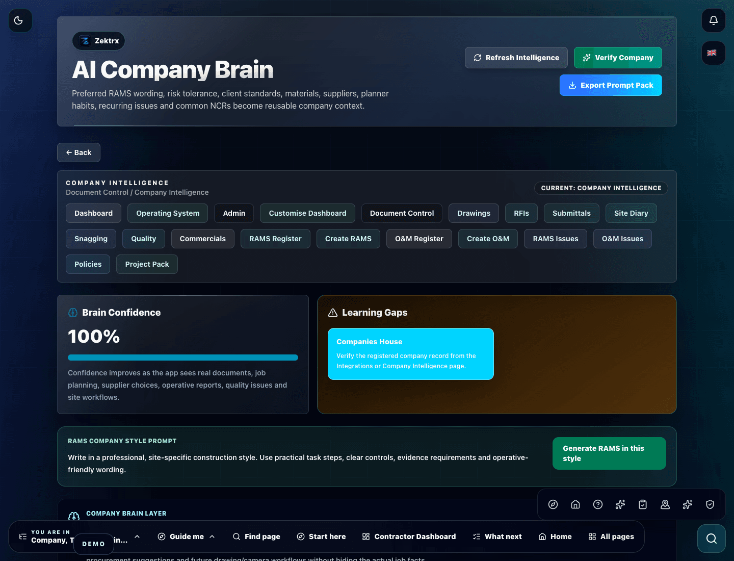 Zektrx AI company brain preview