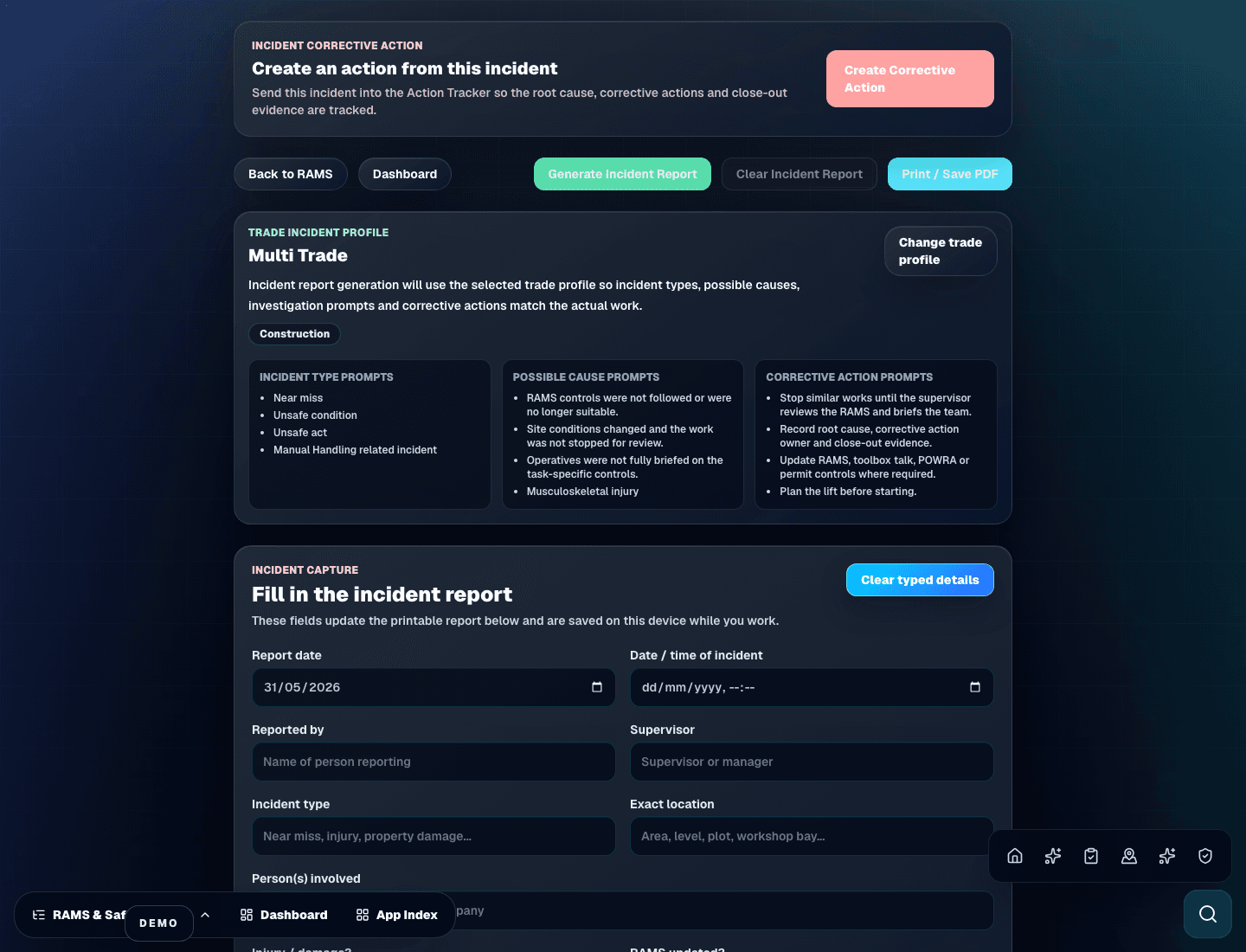 Zektrx incident reporting workflow for safety management