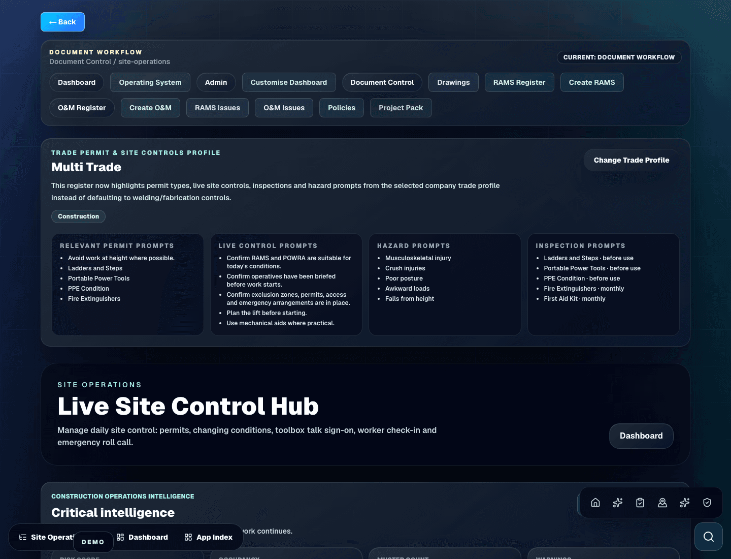 Zektrx site operations and safety evidence preview