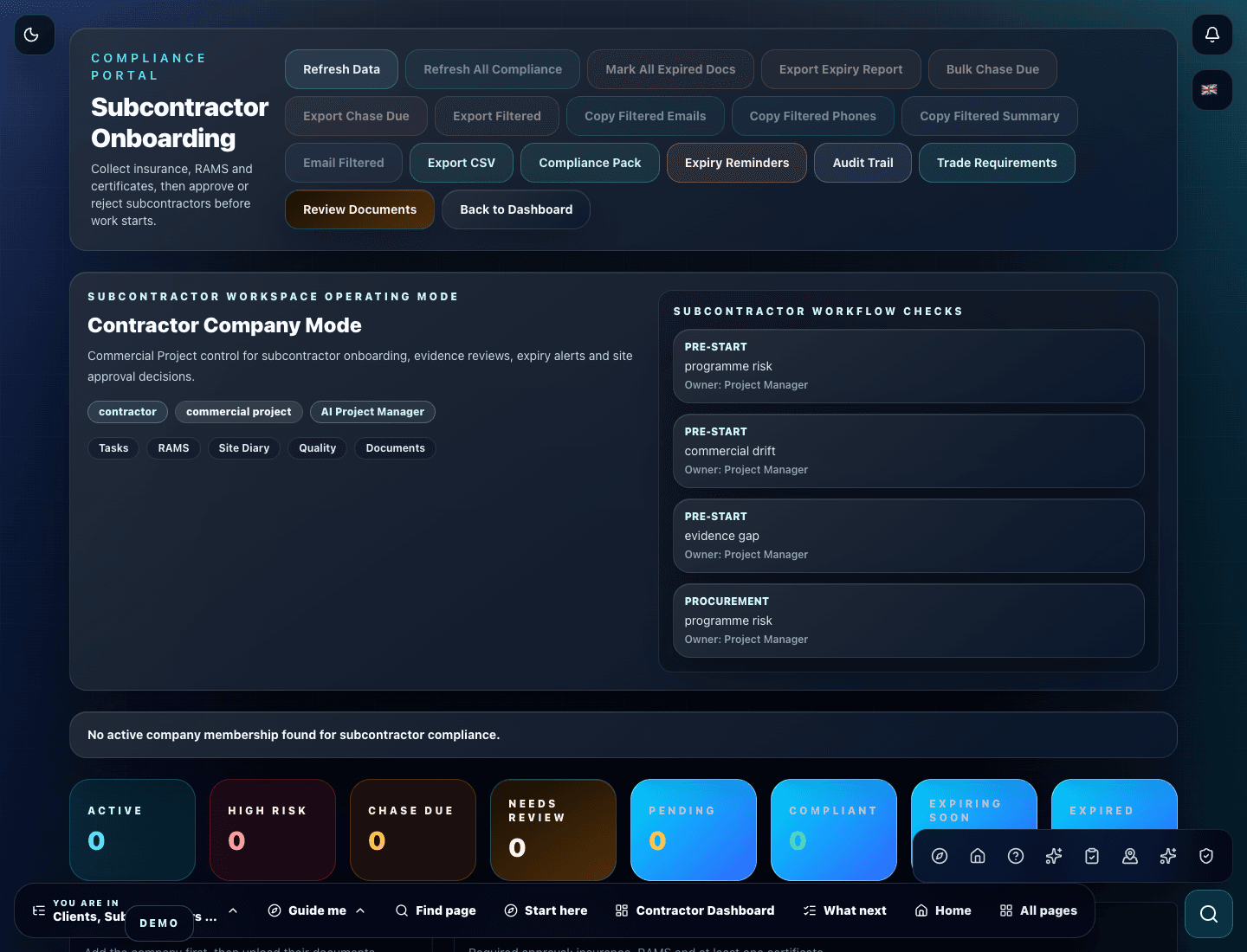 Zektrx subcontractor onboarding and approval preview