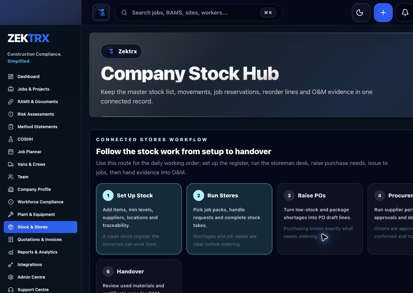Stock & Procurement screen preview